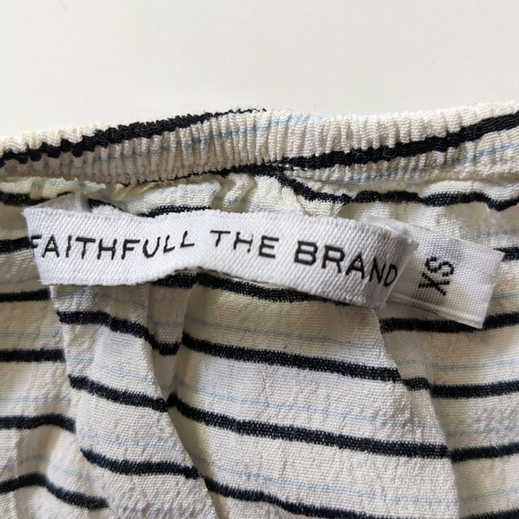 FAITHFUL THE BRAND white, striped, off-the-shoulders, crop top, 3/4 sleeves - Picture 4 of 6